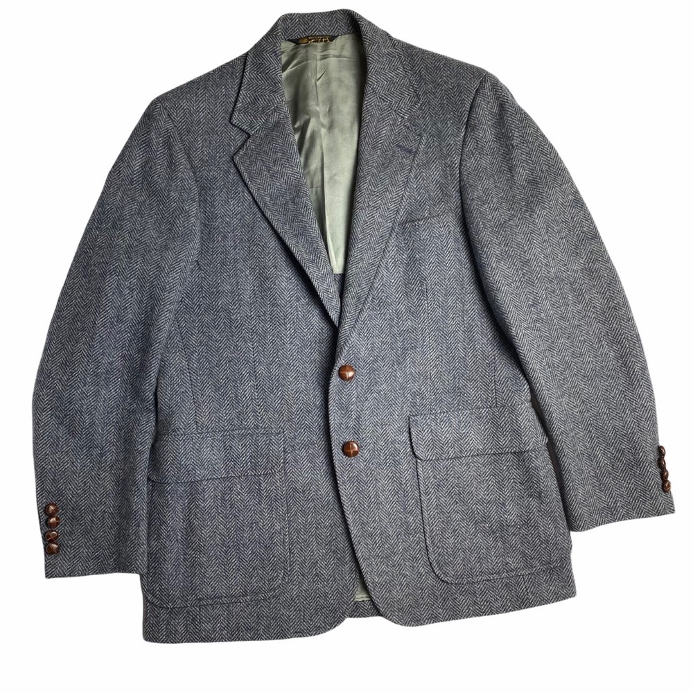 Vintage Van Julian Mens Wool Tweed Walnut 2 Button Blazer Sport Coat Jacket